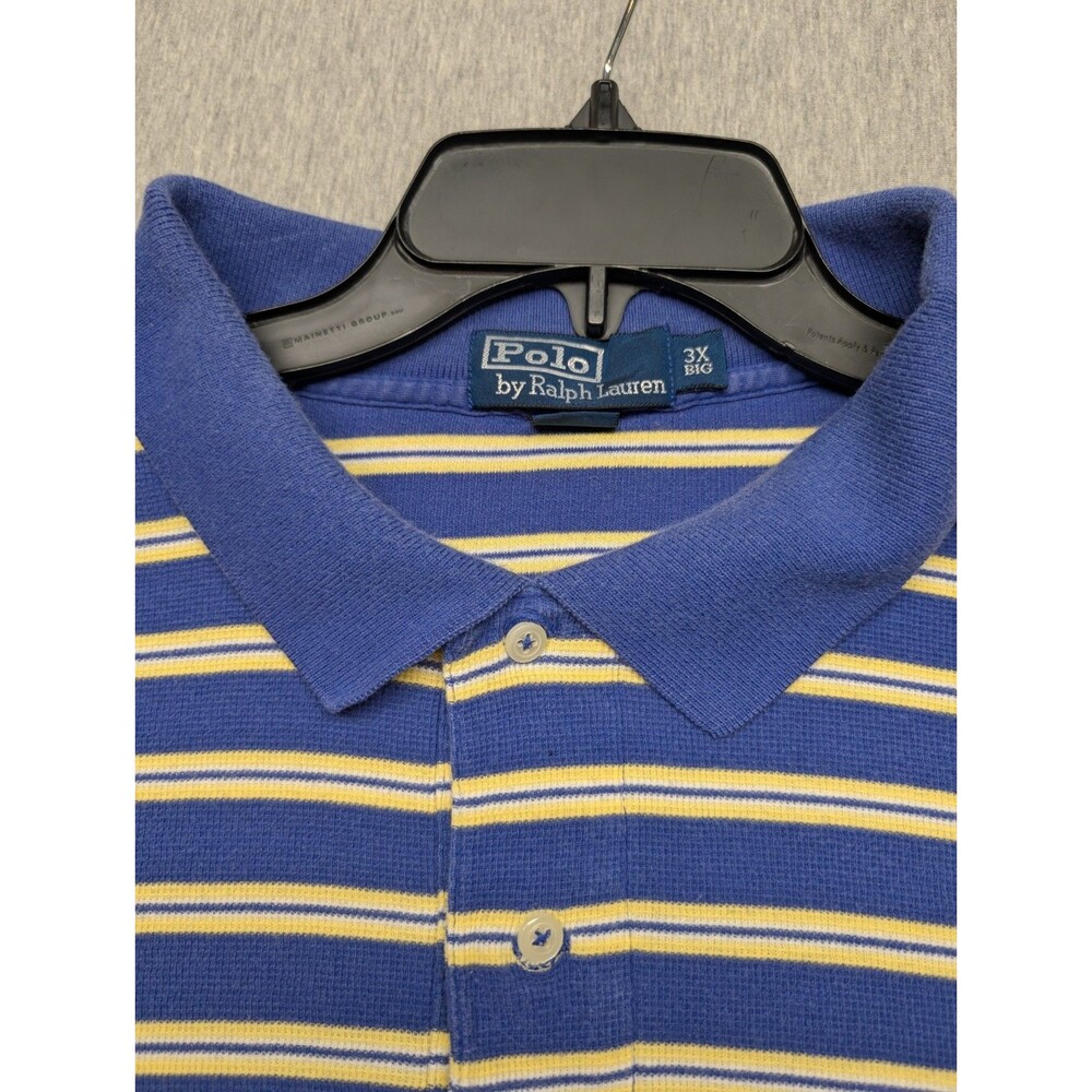Polo Ralph Lauren Men Polo Shirt Size 3XB PIMA COTTON PERU  Blue Yellow - Picture 7 of 10